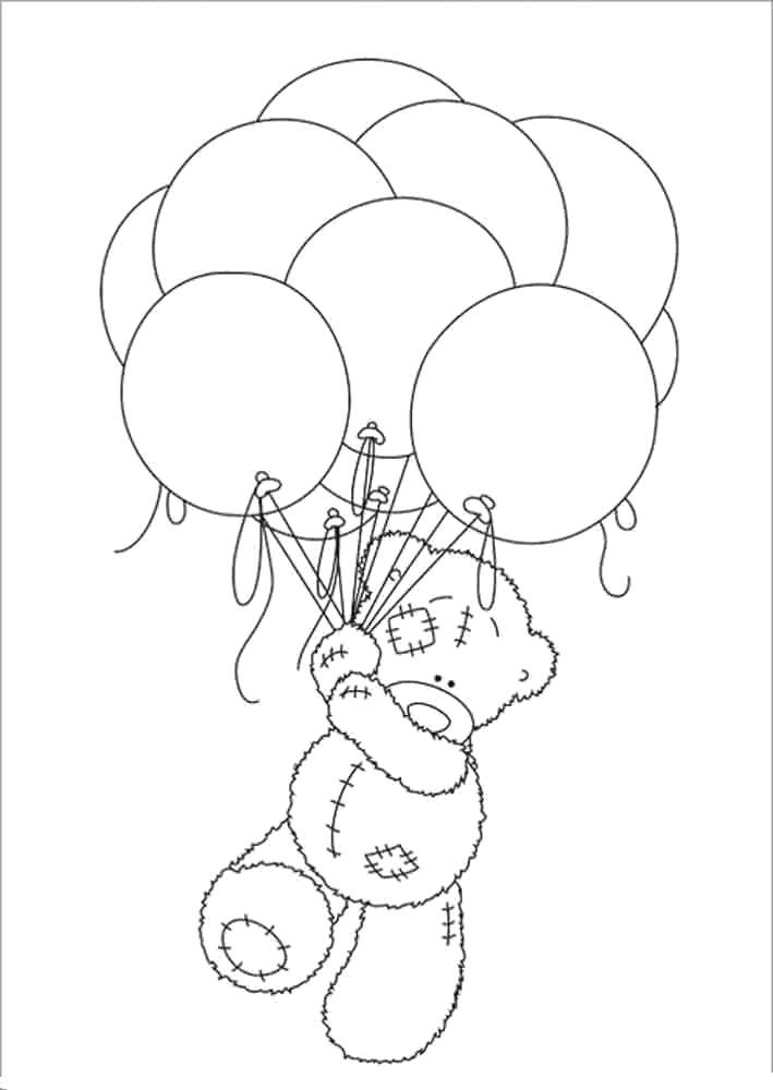 Раскраски с мишками Тедди, милые и красивые раскраски для детей с медвежатами  Мишка Тедди летящий на воздушных шариках