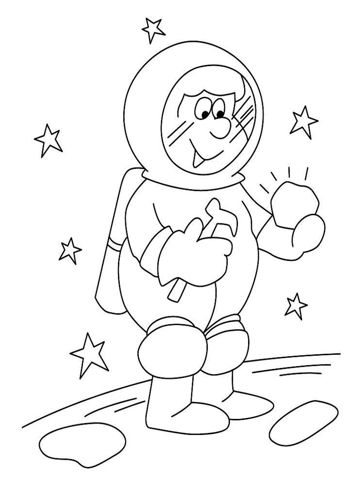  Космонавт с камнем с другой планеты в руке 