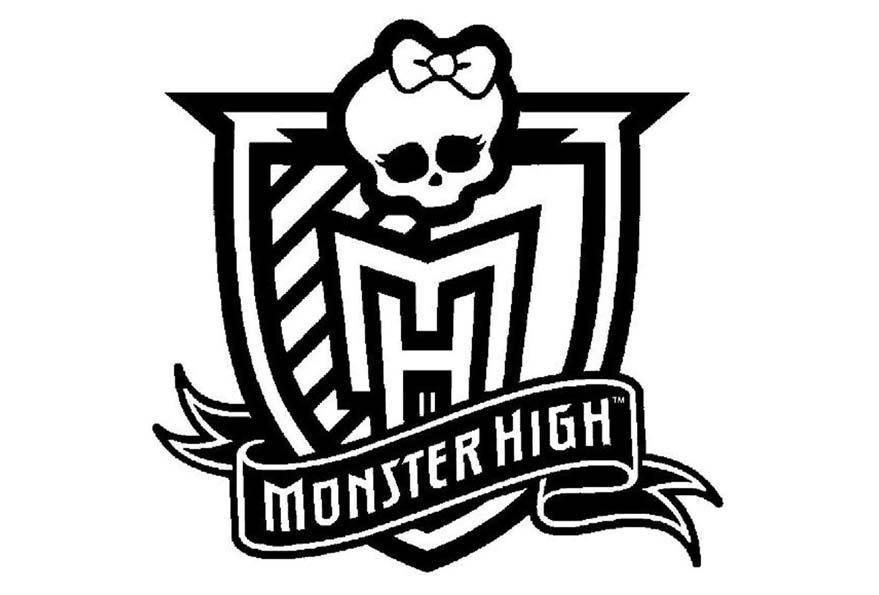 Раскраски с куклами Монстер Хай, монстры старшей школы  Раскраска Монстер хай. Эмблема на английском языке. логотип мультфильма