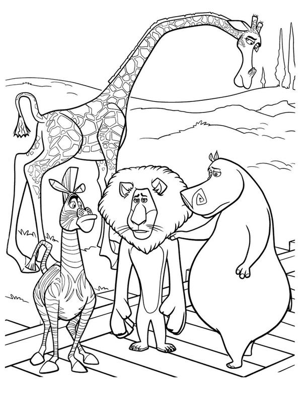 Раскраски Мадагаскар, смешные и весёлые раскраски про животных для детей.  Раскраски грустные животные мадагаскара. Грустные Алекс, Мелман, Глория и Мартин