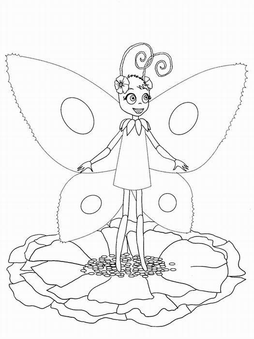 Раскраски про Лунтика  Раскраски бабочка из мультфильма про лунтика