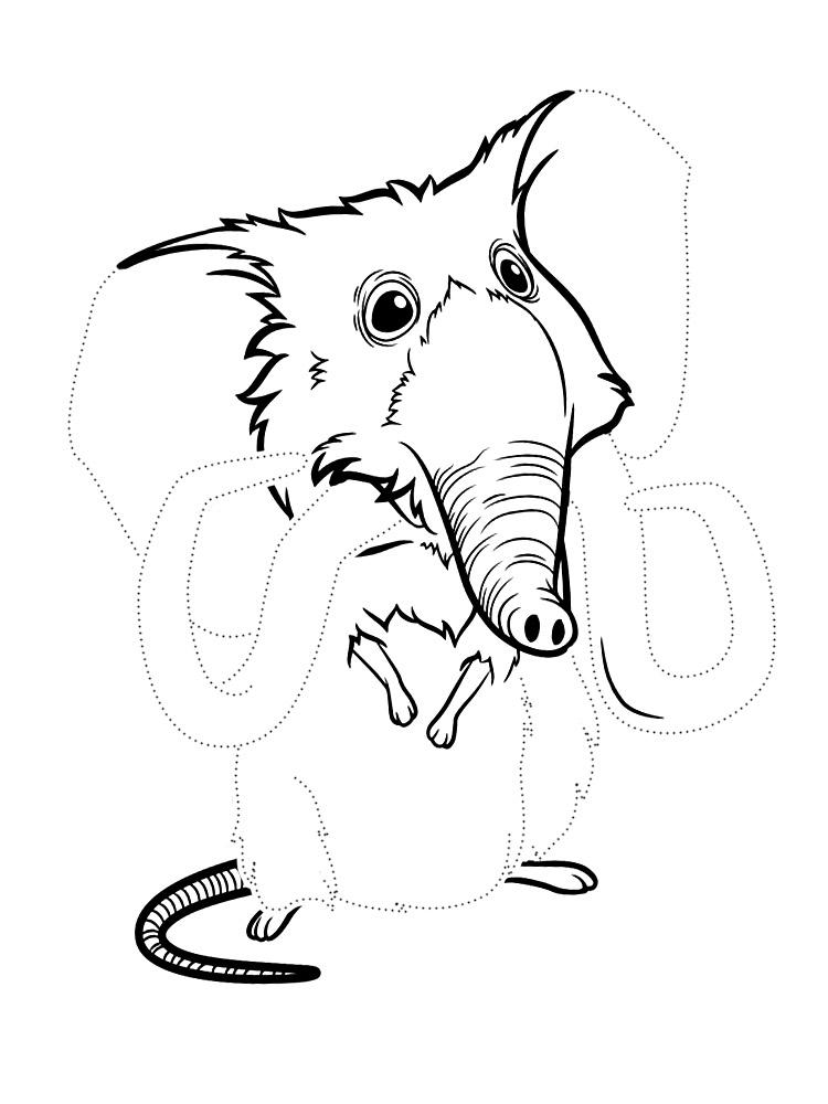  Раскраски по точкам мамонтокрыс из мультфильма семейка крудс