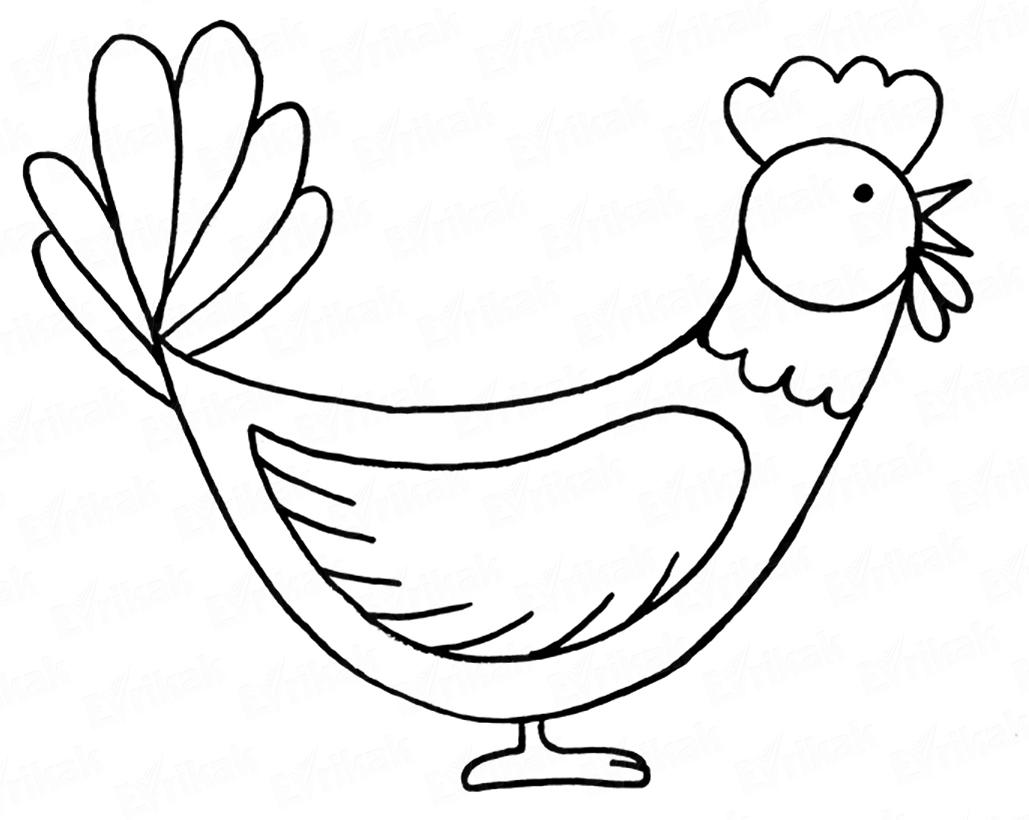Раскраски птиц курица  петух яйцо цыпленок  Петух вид с боку