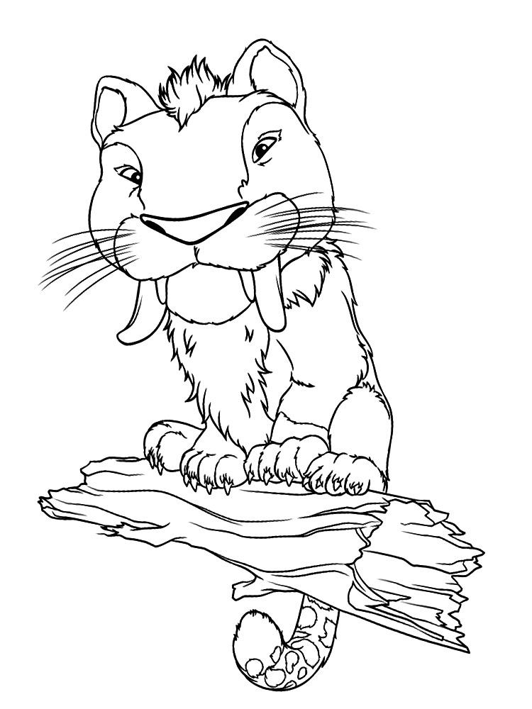  Раскраски саблезубый тигр из мультфильма семейка крудс