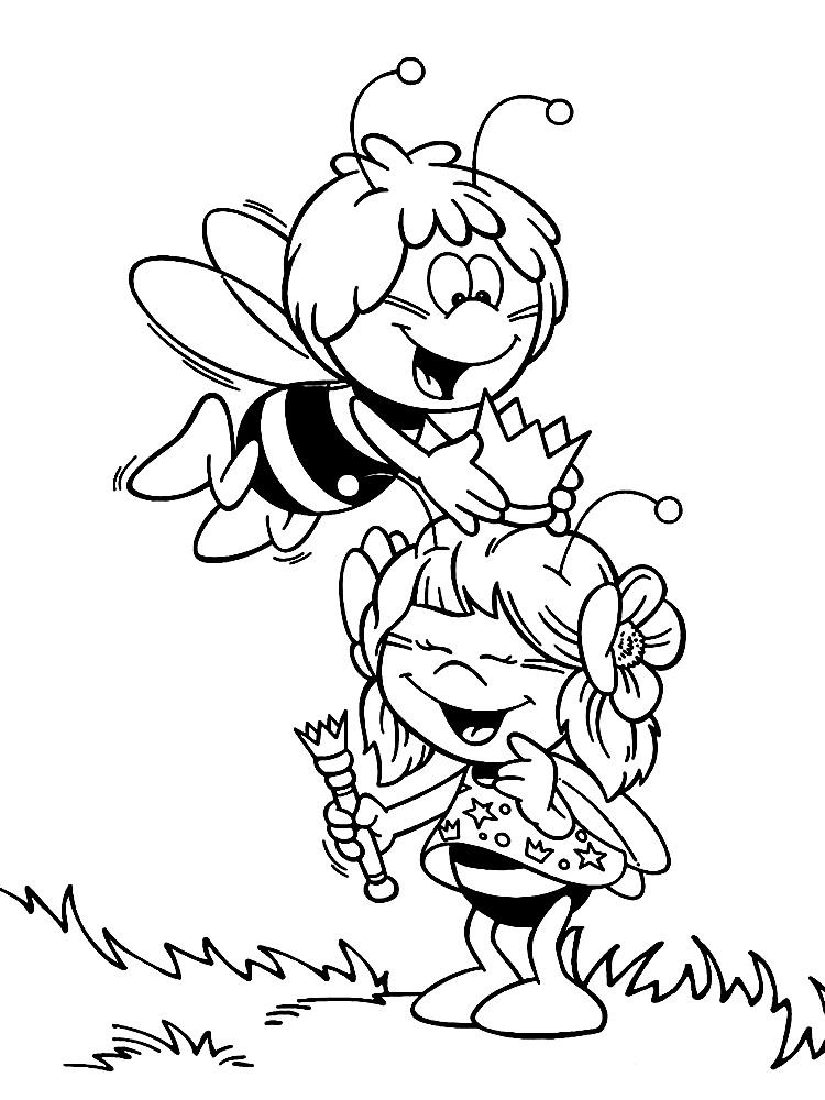 Раскраски с пчелкой Майя для малышей  Раскраска пчелка Майя и принцесса пчел