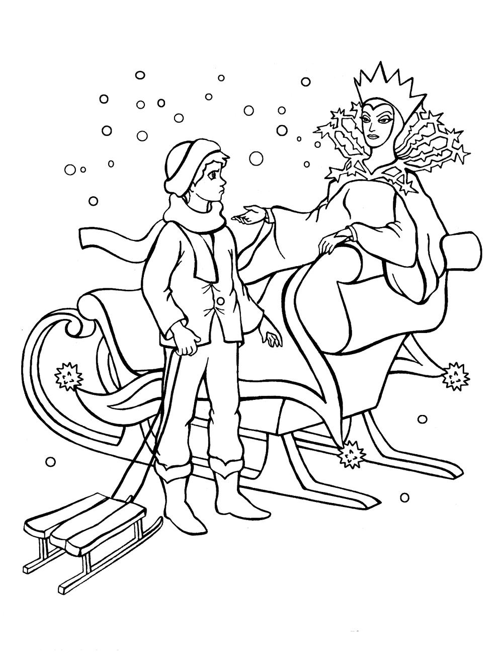  Снежная королева похищает Кая. Раскраски по советскому мультфильму Снежная королева.