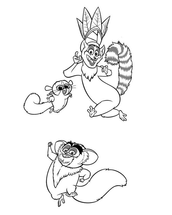 Раскраски Мадагаскар, смешные и весёлые раскраски про животных для детей.  Раскраски лемур и его компания из Мадагаскара