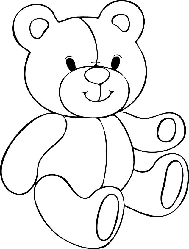 Раскраски с мишками Тедди, милые и красивые раскраски для детей с медвежатами  Сидящий мишка Тедди