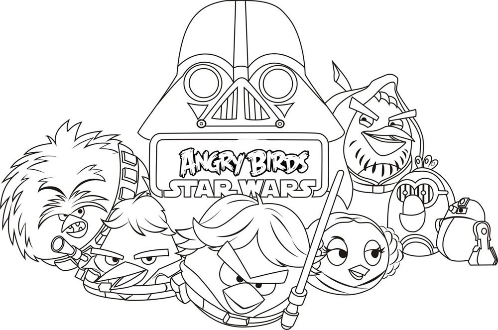  Раскраски Энгри бердс звездные воины с логотипом игры
