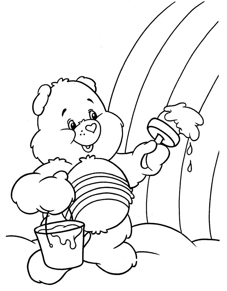 Раскраски с мишками Тедди, милые и красивые раскраски для детей с медвежатами  Мишка Тедди раскрашивает радугу