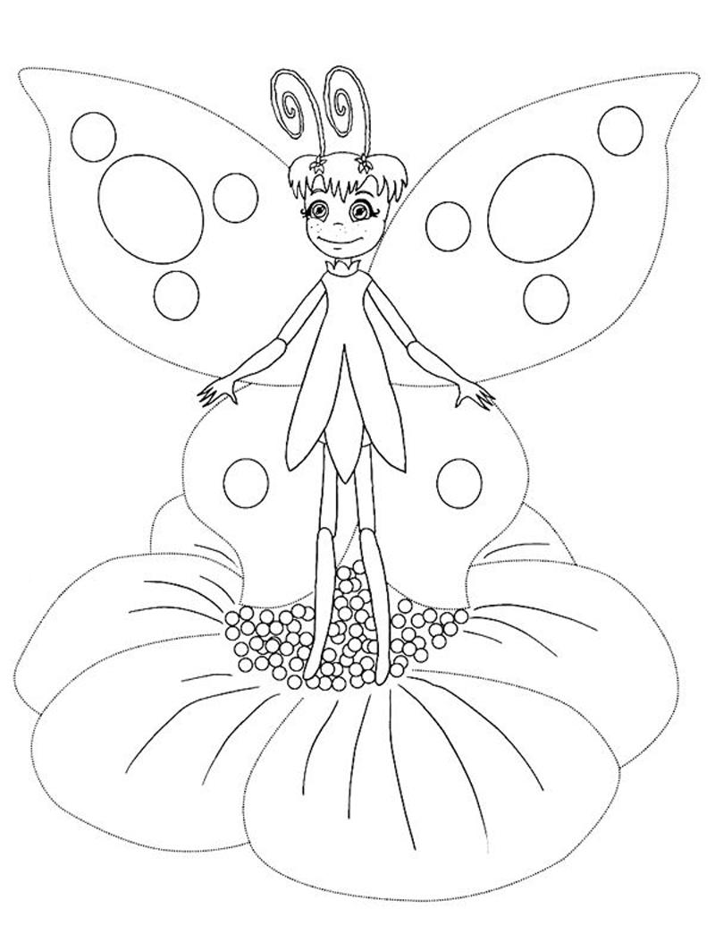 Раскраски про Лунтика  Бабочка на цветке из мультфильма лунтик