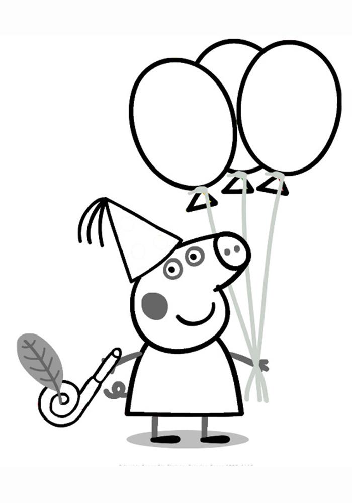 Познавательные и забавные раскраски для детей про свинку Пеппу  Раскраски свинка Пеппа с воздушными шариками