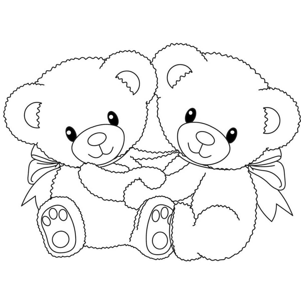 Раскраски с мишками Тедди, милые и красивые раскраски для детей с медвежатами  Мишки Тедди близнецы