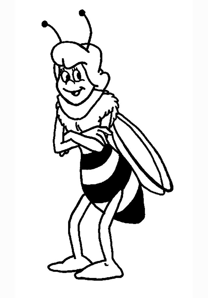 Раскраски по мультфильму пчелка Майя  Пчелка сложила лапки на груди