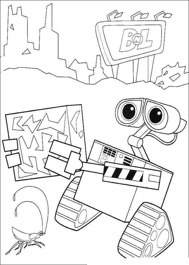 Раскраски Валли Раскраски мультфильм Валли для детей, раскраски роботы