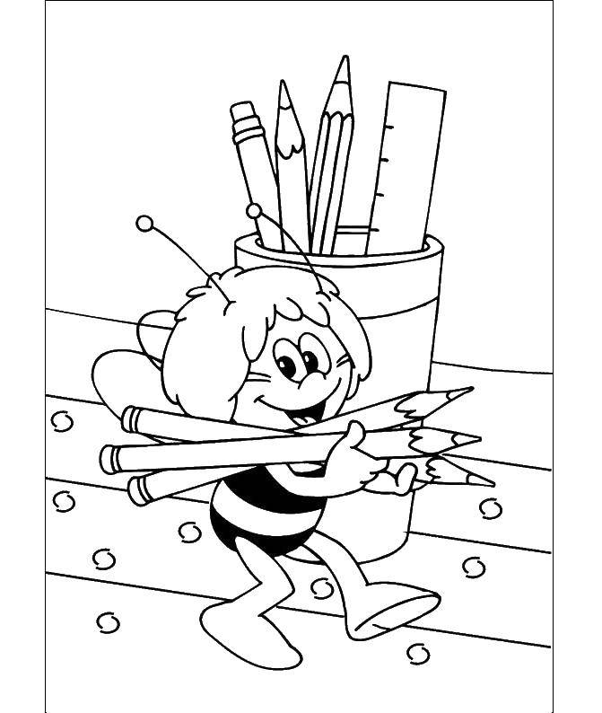 Раскраски Пчелка Майя Раскраски по добрым мультфильмам для малышей - Пчелка Майя