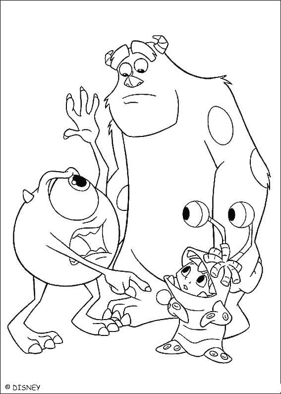 Раскраски Корпорация монстров Смешные раскраски по мультфильму Корпорация монстров для детей