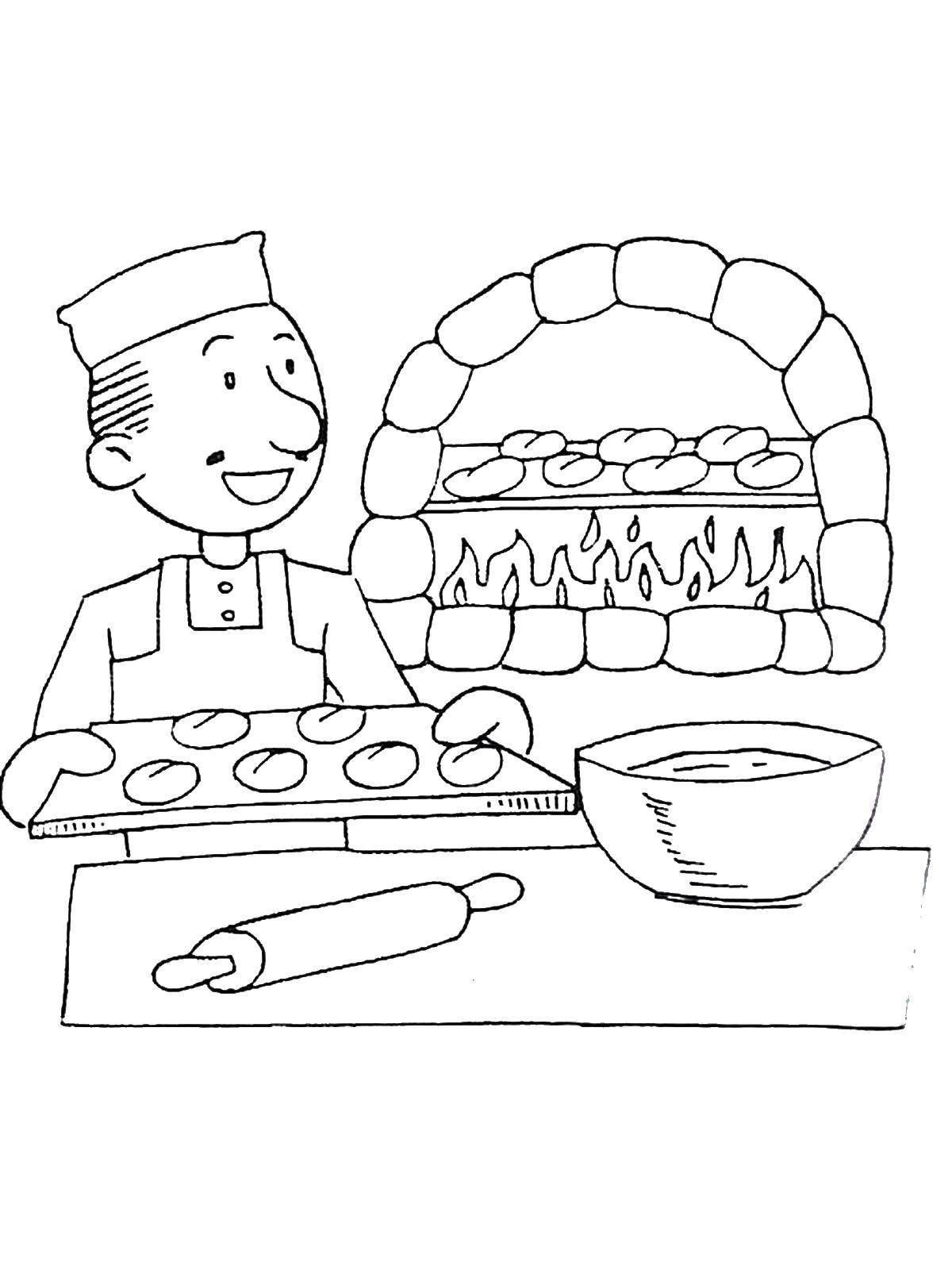 Раскраски Повар Раскраски Повар, раскраски пекарь, раскраски про тех кто готовит еду для детей