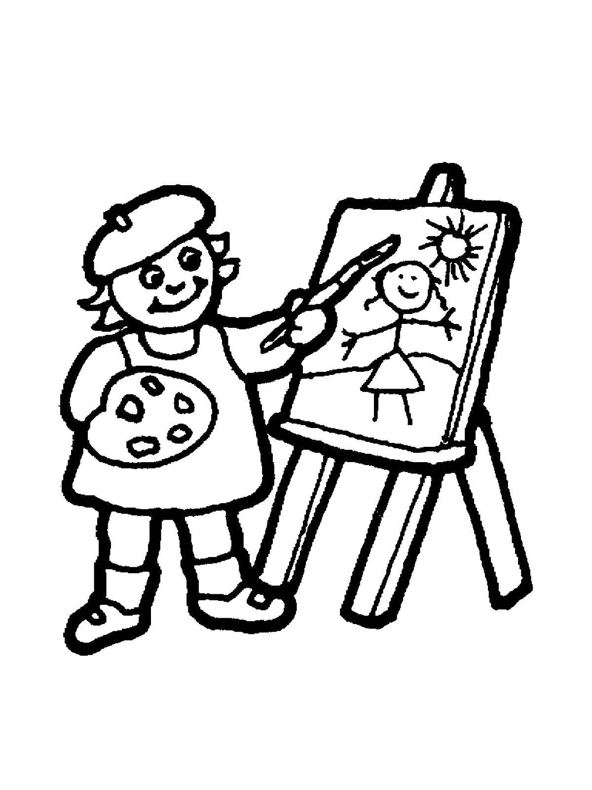 Раскраски Художник Раскраски Художник, раскраски человек рисует, раскраски про профессию художника для ребенка
