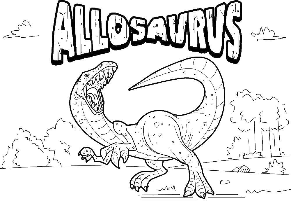 Раскраски Аллозавр Раскраски Аллозавр, раскраски динозавров с подписями названий